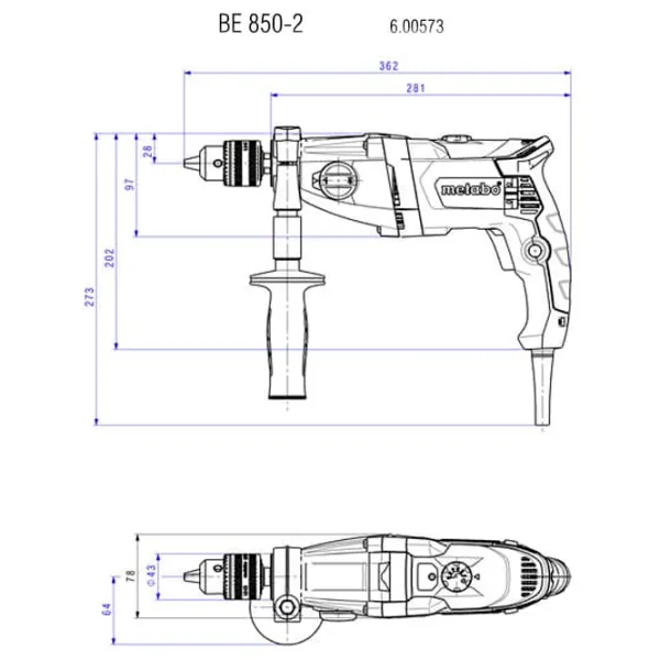 Mașină de găurit Metabo BE 850-2 (600573810) 850 W / 3100 rot/min photo 5