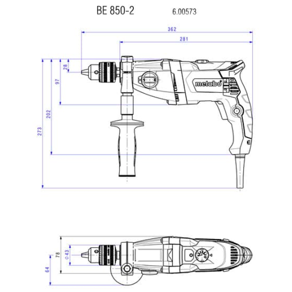 Mașină de găurit Metabo BE 850-2 (600573810) 850 W / 3100 rot/min photo 5
