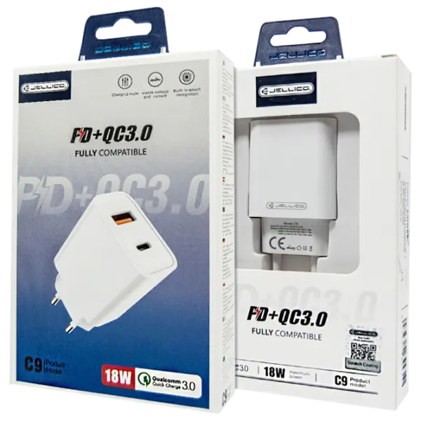 Сетевое зарядное устройство Jellico C9 3 A/ White photo 3