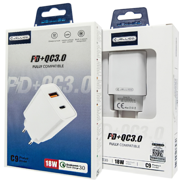Сетевое зарядное устройство Jellico C9 3 A/ White photo 3