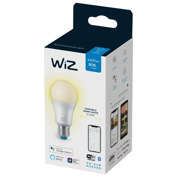 Bec inteligent LED Wiz A60 WZE20026011 E27/ 9 W/ 2700 K/ 810lm/ White photo 2 Bec inteligent LED Wiz A60 WZE20026011 E27/ 9 W/ 2700 K/ 810lm/ White photo 2