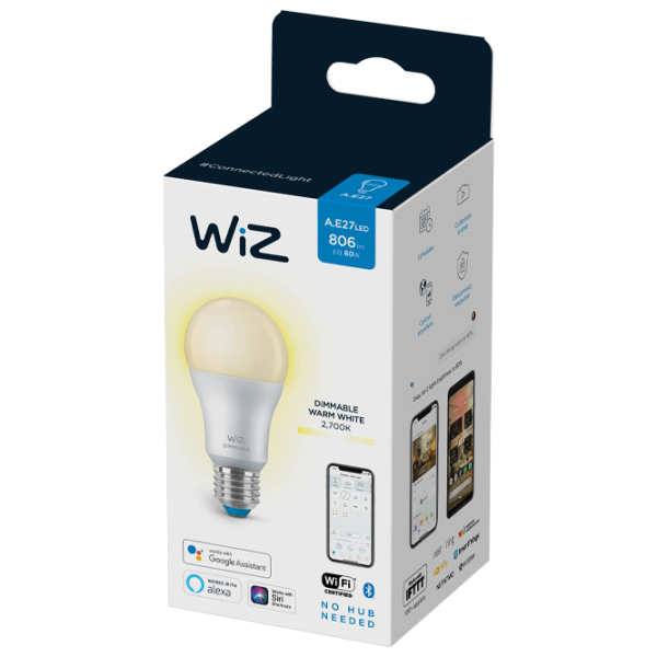 Bec inteligent LED Wiz A60 WZE20026011 E27/ 9 W/ 2700 K/ 810lm/ White photo 2 Bec inteligent LED Wiz A60 WZE20026011 E27/ 9 W/ 2700 K/ 810lm/ White photo 2