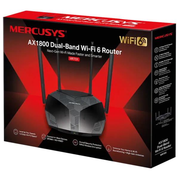 Wi-Fi Router Mercusys MR70X 574 Mbit/ s/ 1201 Mbit/ s/ Black photo 5