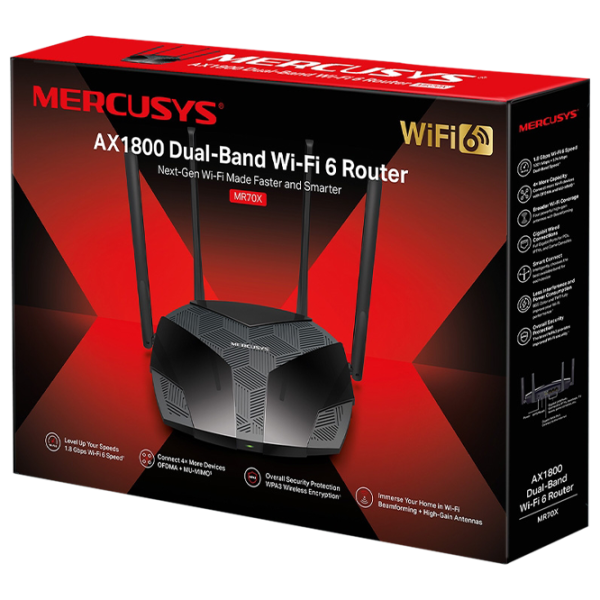 Wi-Fi Router Mercusys MR70X 574 Mbit/ s/ 1201 Mbit/ s/ Black photo 5