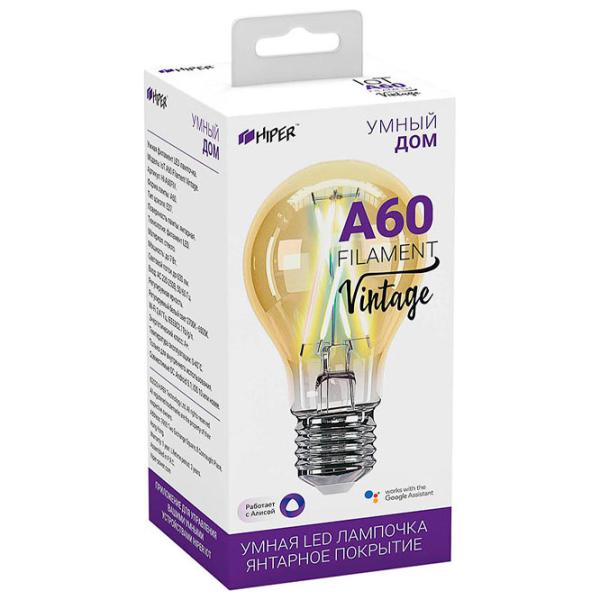 Bec inteligent LED cu filament Hiper IoT A60 Vintage E27/ 7 W/ 6500 K/ 800lm/ White photo 3