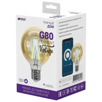 Bec inteligent LED cu filament Hiper IoT G80 Vintage HI-G80FIV E27/ 7 W/ 6500 K/ 630lm/ White photo 2