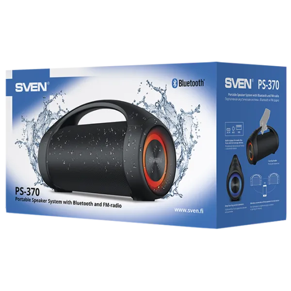 Портативная колонка Sven PS-370 2 x 20 w/ Черный photo 6