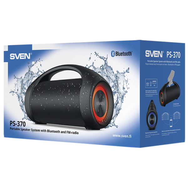 Портативная колонка Sven PS-370 2 x 20 w/ Черный photo 6