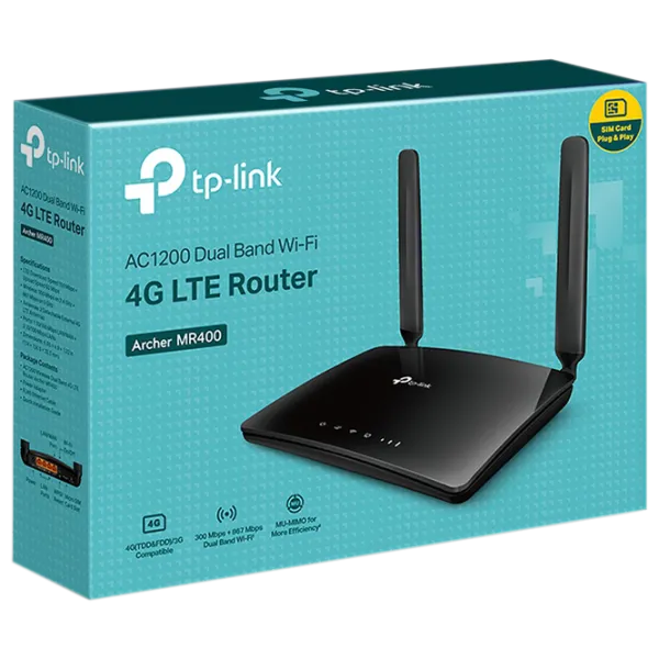 Wi-Fi Роутер TP-Link Archer MR400 300 Мбит/ с/ 867 Мбит/ с/ Черный photo 4 Wi-Fi Роутер TP-Link Archer MR400 300 Мбит/ с/ 867 Мбит/ с/ Черный photo 4