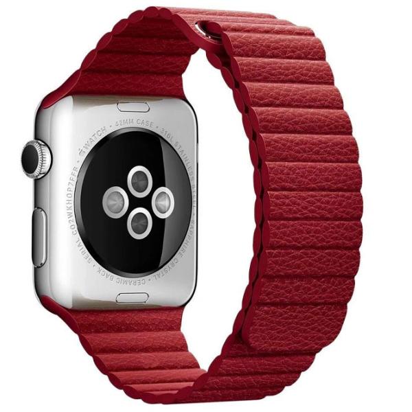 Curelușă Apple Watch Loop Leather/ 42/ 44 mm/ Red Forest photo 3