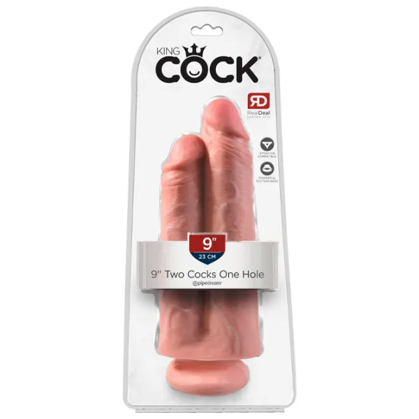 Дилдо King Cock Two Cocks One Hole (22.9 см) Поливинилхлорид/ Бежевый photo 3