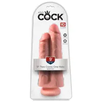 Dildo King Cock Two Cocks One Hole (22.9 cm) Polivinilhlorid/ Beige photo 3