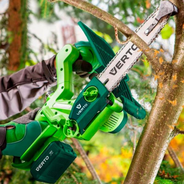 Fierăstrău cu lanţ Verto 52G585-0 cu acumulator/ Green photo 2