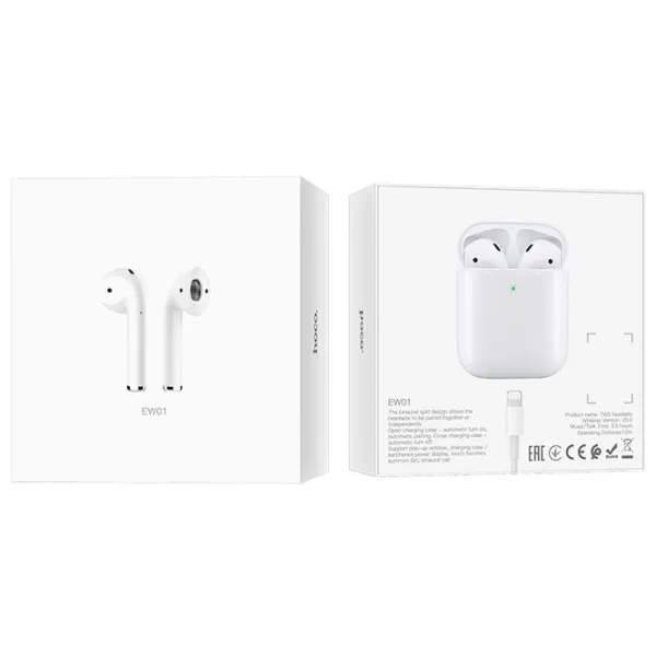Наушники Hoco EW01 Airpods 2 Белый Беспроводные/ Персональный photo 5 Наушники Hoco EW01 Airpods 2 Белый Беспроводные/ Персональный photo 5