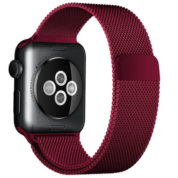 Ремень Apple Watch Milanese Loop Steel/ 42/ 44 мм/ Бордовый photo 4 Ремень Apple Watch Milanese Loop Steel/ 42/ 44 мм/ Бордовый photo 4