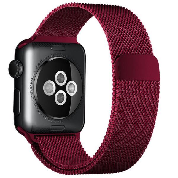 Ремень Apple Watch Milanese Loop Steel/ 42/ 44 мм/ Бордовый photo 4 Ремень Apple Watch Milanese Loop Steel/ 42/ 44 мм/ Бордовый photo 4