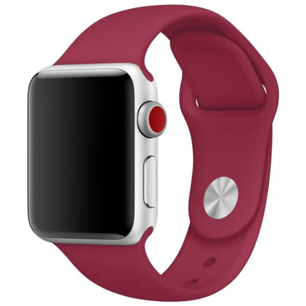 Ремень Apple Watch S/ M & M/ L Силикон/ 38/ 40 мм/ Марсала photo 2 Ремень Apple Watch S/ M & M/ L Силикон/ 38/ 40 мм/ Марсала photo 2
