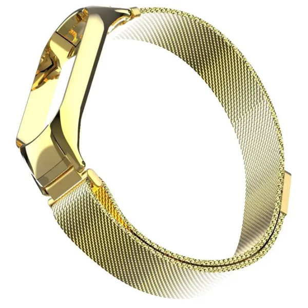 Curelușă Xiaomi Mi Band 5/ 6 Milanese Loop Steel/ Gold photo 2 Curelușă Xiaomi Mi Band 5/ 6 Milanese Loop Steel/ Gold photo 2