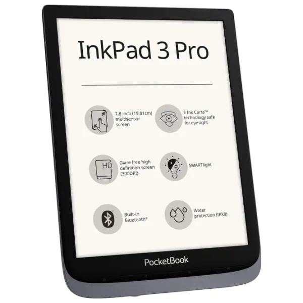 Carte electronică Pocketbook Inkpad 3 Pro 7.8"/ E-Ink Carta/ 16 GB/ Metallic Gray photo 3
