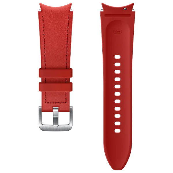 Ремень Samsung Galaxy Watch 4 ET-SHR88SREG Leather/ 20 мм/ Красный Серебристый photo 4 Ремень Samsung Galaxy Watch 4 ET-SHR88SREG Leather/ 20 мм/ Красный Серебристый photo 4