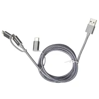 Cablu pentru telefon 50693 Legrand USB Type-A + microUSB, USB Type-C, Lightning 1.5 m/ Gray photo 2