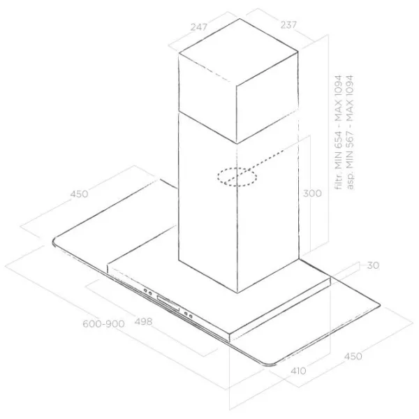 Hotă Elica Flat Glass Plus IX/A/60 Șemineu/ Inox/ Gray photo 4