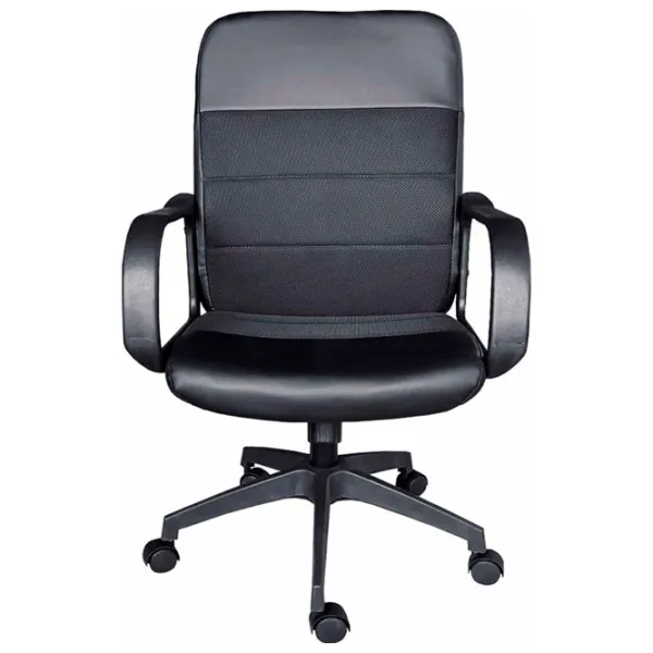 Fotoliu de birou DecoPrim 9016 Plasă acrilică, piele artificială/ Black photo 2 Fotoliu de birou DecoPrim 9016 Plasă acrilică, piele artificială/ Black photo 2