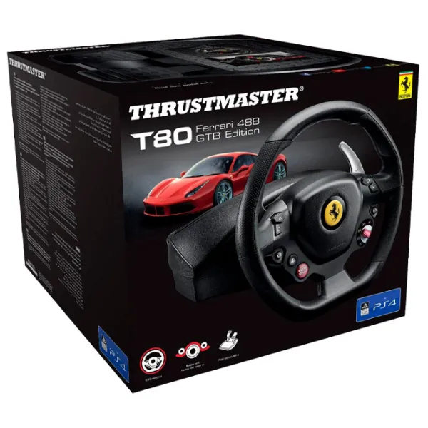 Volan Thrustmaster T80 Ferrari 488 GTB Edition Cu fir/ 11 buttons/ Black photo 5