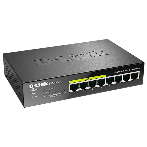 Switch D-Link DGS-1008P/ E1A Black photo 2