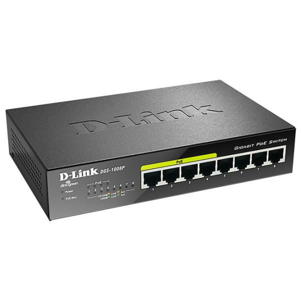 Switch D-Link DGS-1008P/ E1A Black photo 2