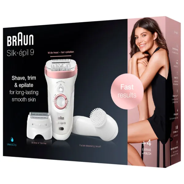 Эпилятор Braun SES9880 Сухая/ Влажная/ Розовый Белый photo 6