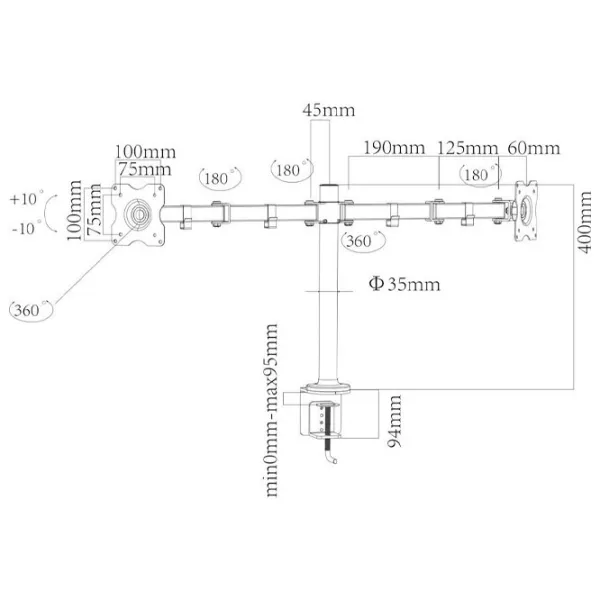 Suport pentru monitor Charmount CT-LCD-DS1803 VESA 100 x 100 mm/ Black photo 4
