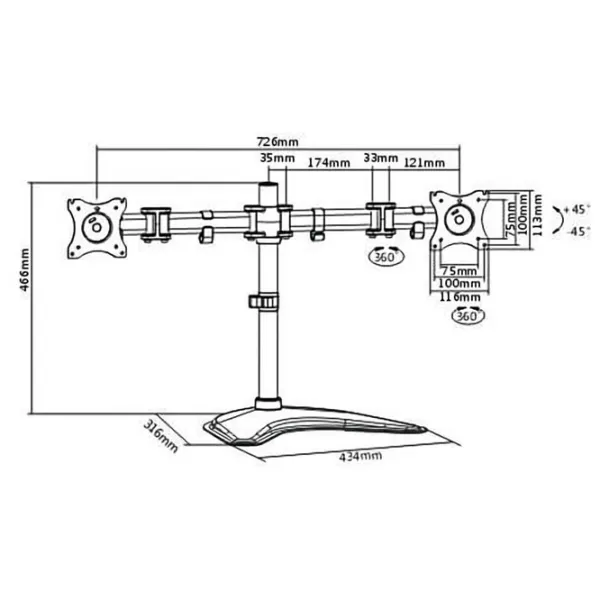Кронштейн для монитора iTechmount MBS-12M VESA 100 x 100 мм/ Черный photo 6