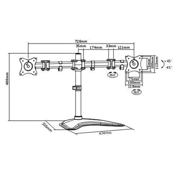 Кронштейн для монитора iTechmount MBS-12M VESA 100 x 100 мм/ Черный photo 6