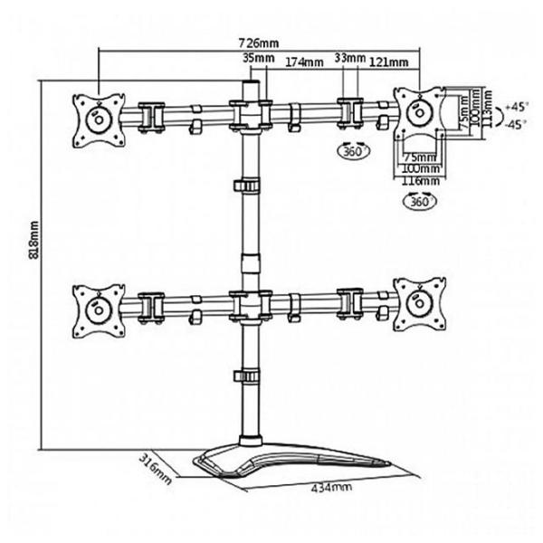Кронштейн для монитора iTechmount MBS-22M VESA 100 x 100 мм/ Черный photo 5