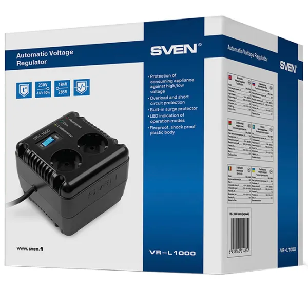 Stabilizator de tensiune Sven VR-L 1000 Black photo 4