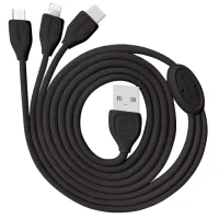 Cablu pentru telefon RC-050th Remax USB Type-A + microUSB, USB Type-C, Lightning 1 m/ Black photo 2