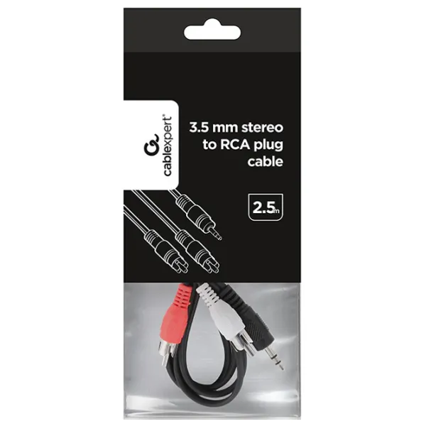 Cablu audio Cablexpert 3.5 mm + 2 RCA 2.5 m/ Black photo 5