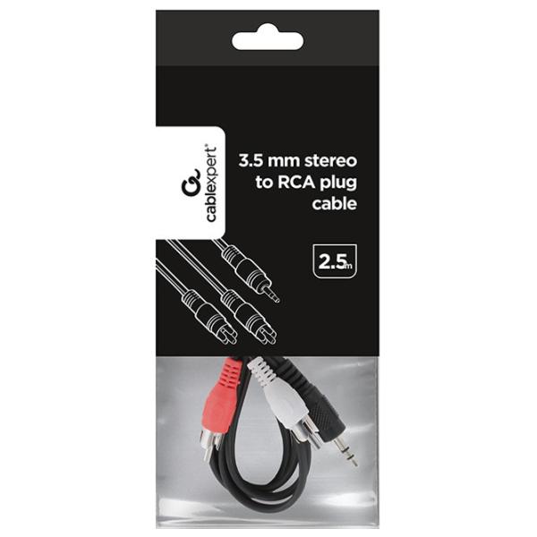 Cablu audio Cablexpert 3.5 mm + 2 RCA 2.5 m/ Black photo 5