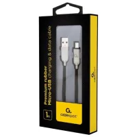 Кабель для телефона Premium Rubber Cablexpert USB Type-A + microUSB 1 м/ Черный photo 2