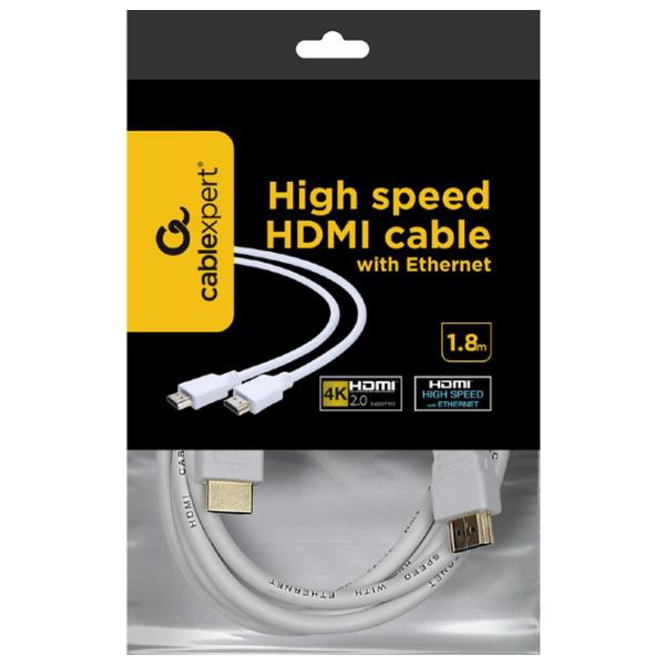 Кабель видео Gembird HDMI + HDMI 1.8 м/ Белый photo 4 Кабель видео Gembird HDMI + HDMI 1.8 м/ Белый photo 4