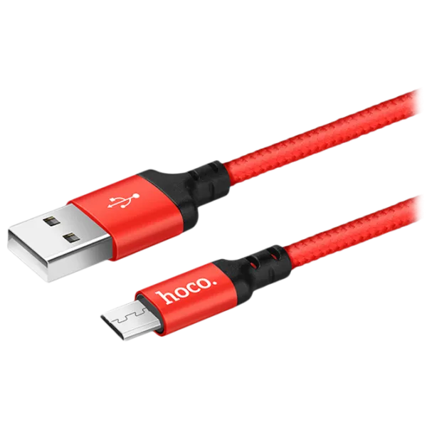 Cablu pentru telefon X14 Hoco USB Type-A + microUSB 1 m/ Red photo 2