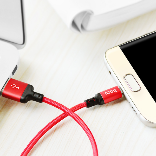 Cablu pentru telefon X14 Hoco USB Type-A + microUSB 1 m/ Red photo 5