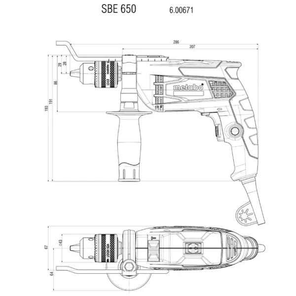 Дрель Metabo SBE 650 (600671000) 650 Вт/ 2800 об/ мин photo 7