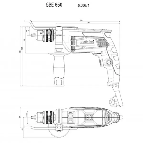 Дрель Metabo SBE 650 Case (600671500) 650 Вт/ 2800 об/ мин photo 6