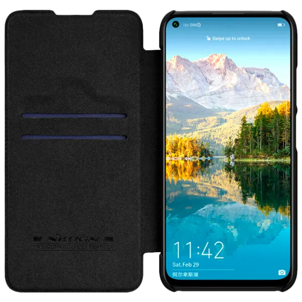 Husă pentru smartphone Huawei P40 Lite Nillkin/ Flip Cover/ Leather/ TPU/ Black photo 4