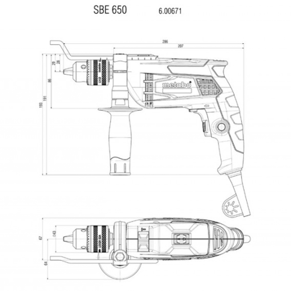 Дрель Metabo SBE 650 (600671850) 650 Вт/ 2800 об/ мин photo 5