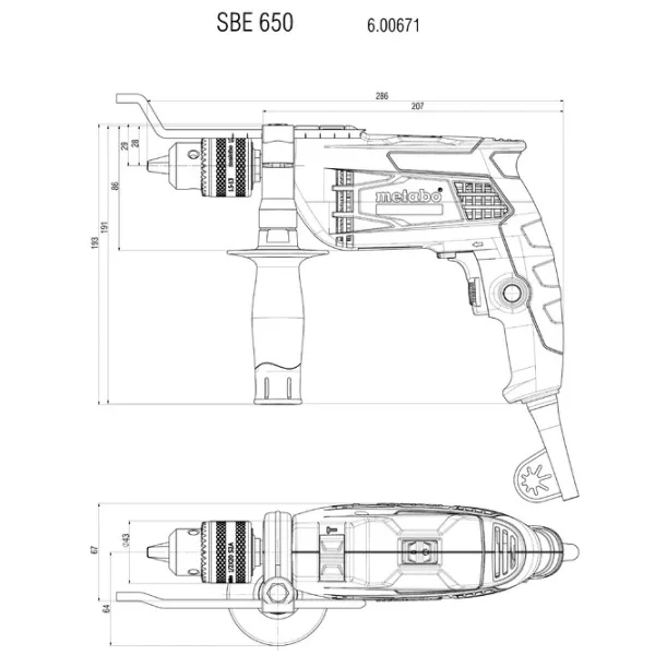 Дрель Metabo SBE 650 (600671510) 650 Вт/ 2800 об/ мин photo 6