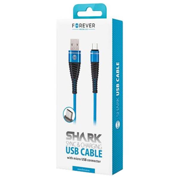 Cablu pentru telefon Shark Forever USB Type-A + microUSB 1 m/ Blue photo 2