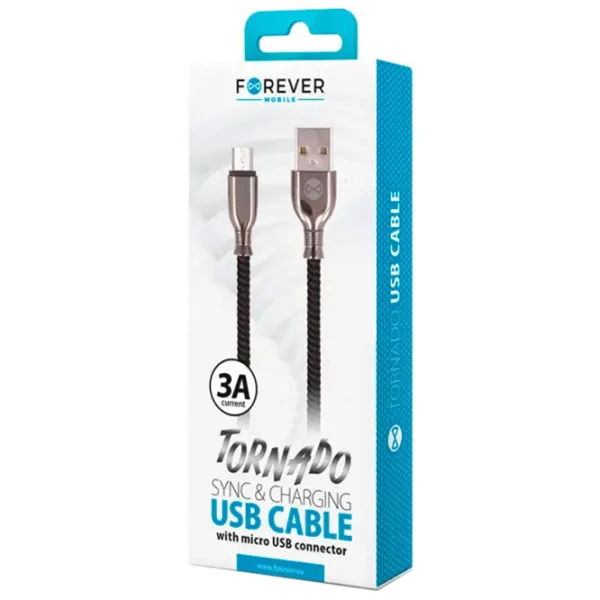 Cablu USB Tornado Forever USB + microUSB 1 m/ Black photo 2